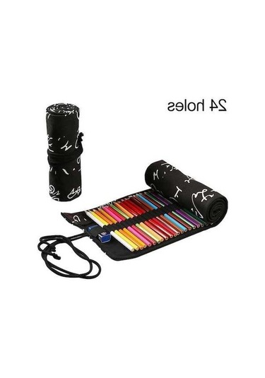 Willowhaven Kaligrafi Sevimli Tuval Kalem Kutusu Okul Öğrenci Çanta Kırtasiye Standart Siyah Çok Renkli