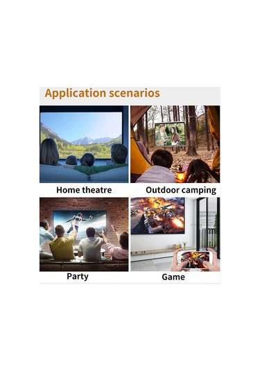 Geeroyoo Küçük Taşınabilir Led Projeksiyon Cihazı - Ev Ve Dış Mekan İçin 400-600 Lümens, 60 İnç Ekran, Manuel Odaklama, Siyah-beyaz Avrupa Standartı