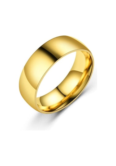 8 Mm Geniş Bombeli Çelik Alyans Çifti Söz Yüzüğü Sarı Cl13 Gümüş