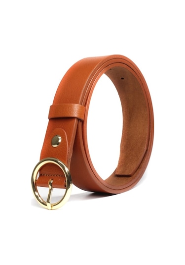 Livize Hakiki Deri Yuvarlak Toka Kadın Kemeri 3Cm Taba Taba (457190190) Taba