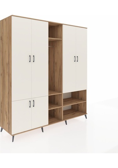 Kronos Dolap 15 Raflı 5 Kapaklı Tek Askılı 220x59x243 Çam-aytaşı/çam Aytası/atlas Çam