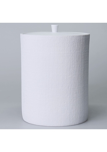 Linen Çöp Kovası Beyaz Siyah