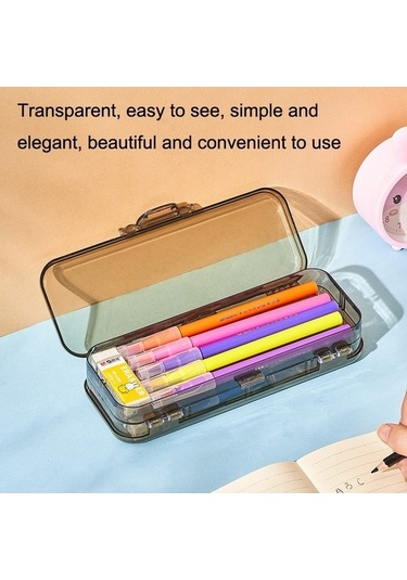 Willowhaven Rj 26 Grand Kapasiteli Kalem Çantası, Şeffaf Çift Katmanlı Kırtasiye Kutusu, El Kaldırma, Haki Renk Haki