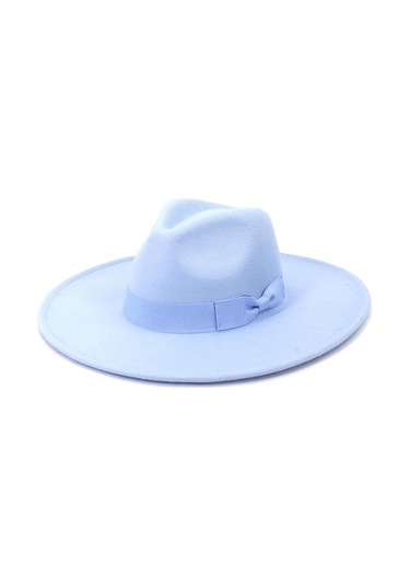 Gökyüzü Mavisi Projektör Unisex Moda Geniş Yün Kemer Düz Üst Fedora Şapka Parti Kilise Şapkaları Kap Açık Mavi
