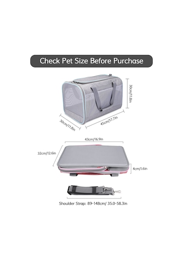Samdoo Küçük Evcil Hayvan Taşıma Çantası - Nefes Alıcı Mesh - Çoklu Taşıma Seçeneği - Katlanabilir - Araba Tekerleği Güvenliği - Pembe 15kg Yük
