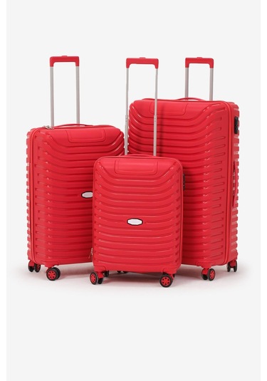 3'lü Set Silikon Kırılmaz Pp Unisex Kırmızı Valiz Pwvlz005 Kırmızı