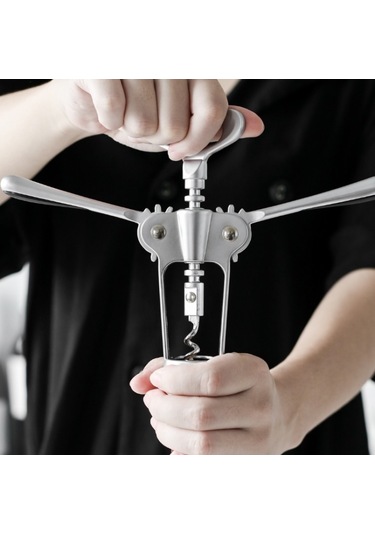 Mutfak Çok Fonksiyonlu Manuel Şarap Çinko Alaşım Şişesi Açıcı, Boyut:çinko Alaşım Gümüşü Diğer