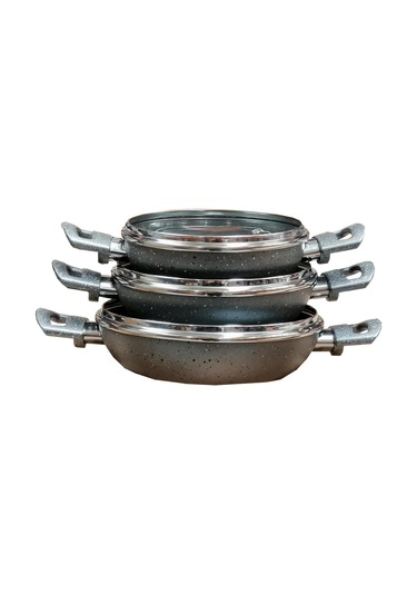 Mehtap Granit Cam Kapaklı 6 Parça Sahan Set