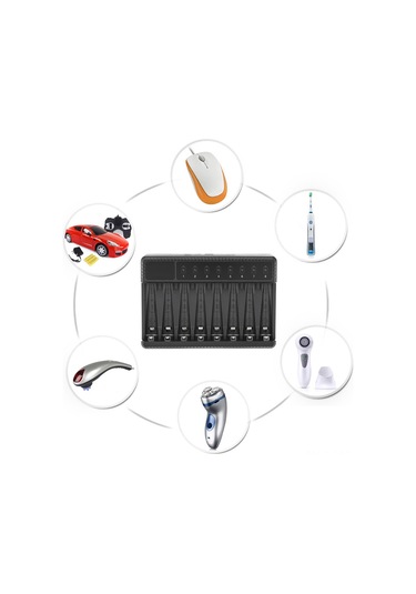 Vkemall Seıvı 8 Liçinli Usb Akıllı Şarj Cihazı Ni-mh Ni-cd Aa Aaa Pil İçin, Otomatik Korumalı, Taşınabilir Seyahat Modeli Piller Dahil Değil