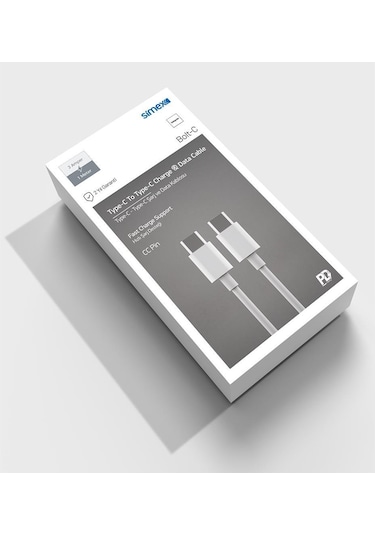 Simex Type C to Type C Data Kablosu SM-T01 Bolt-C 1mt Beyaz