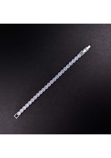 Bileklik 38, Su Yolu, Zirkon Taşlı, Zincir Bileklik, Gümüş Renk Gümüş