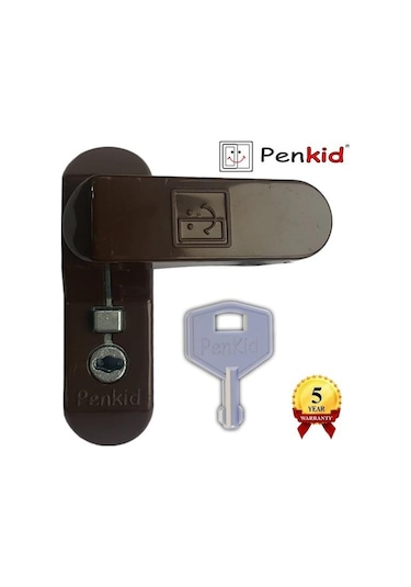 Penkid Pvc Çocuk Emniyet Kilidi Düğmeli Anahtarlı Koyu Kahverengi