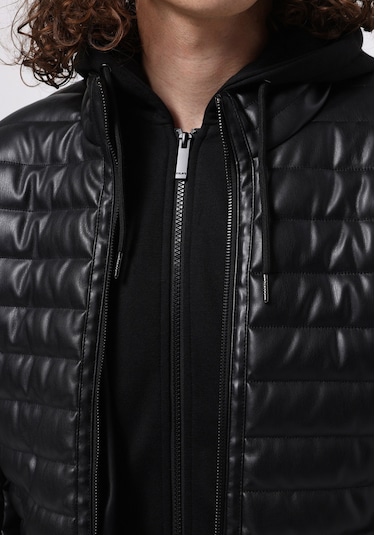 Colins Slim Fit Erkek Siyah Mont Pu Cl1076211 Q1.v1 Blk Siyah