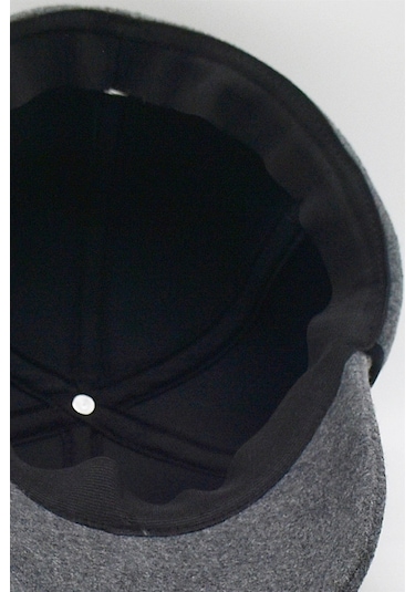 Erkek Gri Yün Kışlık Kulaklı Kep Beyzbol Şapkası