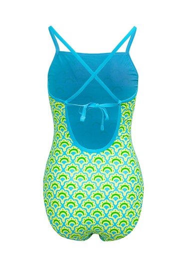 Slazenger Tie Back Kadın Yüzücü Yeşil / Sarı Mayo