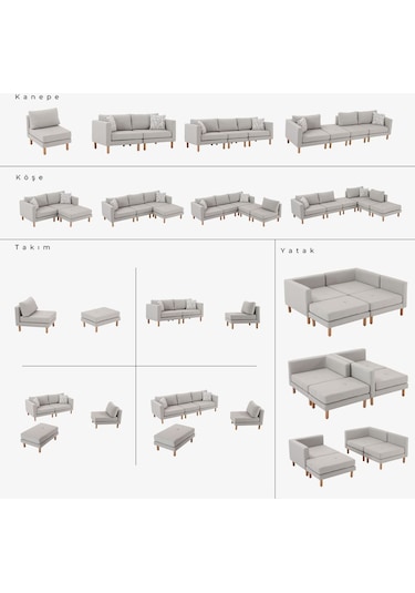 Armin Akıllı Köşe Koltuk Takımı & Modern Modüler Yataklı Köşe Takımı - Bordo