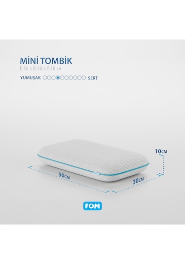 FOM Mini Tombik Visco Uyku Ve Seyahat Yastığı, Pamuk Bebek Yastık 50 X 30 X 10 Açık Mavi