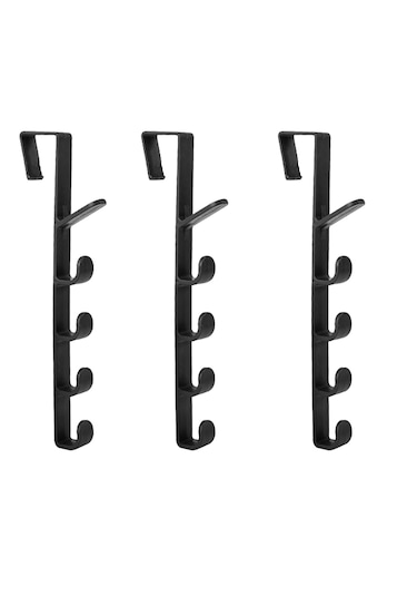 Kapı Arkası Dikey 5 Kancalı Eşya Askısı-al4833 3 Adet Siyah