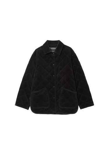 Kadınlar İçin Rahat, Bol Kesimli, Kadife Uzun Kollu Ceket Siyah