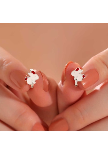 Gümüş Tavşan Çocuk Küpesi Çok Renkli 41136994