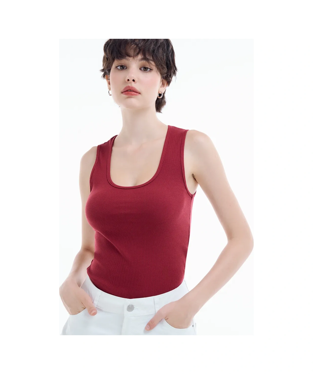 Tvoe Geniş Askılı Çizgili Atlet 436014736 Bordo