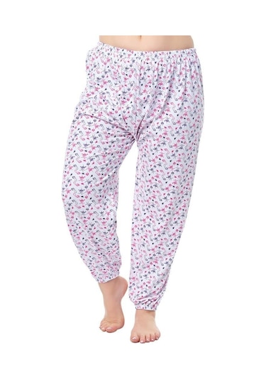 3 Adet Seher Yıldızı Desenli Bayan Lastikli Uzun Anne Pijama Altı-Karışık Renk-Xxl Çok Renkli