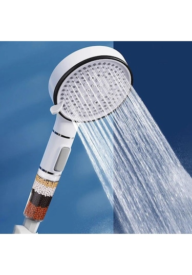 Gri 5 Modlu Duş Başlığı Yüksek Basınç Filtreli Yağış El Duş Başlığı Su Tasarruf Memesi Banyo Aksesuarları Gri