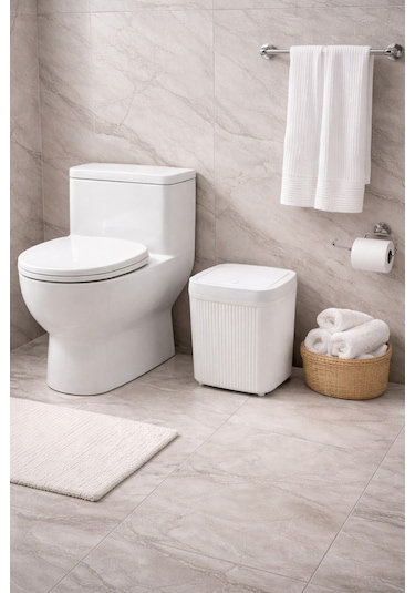 Decorev Banyo Kovası 5 Lt Kare Click Kapaklı Beyaz Beyaz