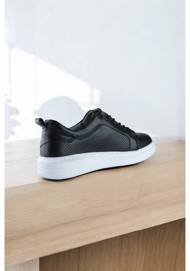 Ktty05 Hakiki Deri Yumuşak Esnek Lastik Bağcıklı Ortopedik Erkek Ayakkabı Siyah