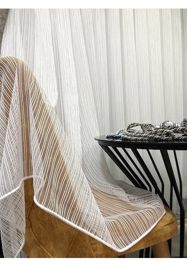 Evdepo Home Çizgili Tül Perde Ekru (546860746)