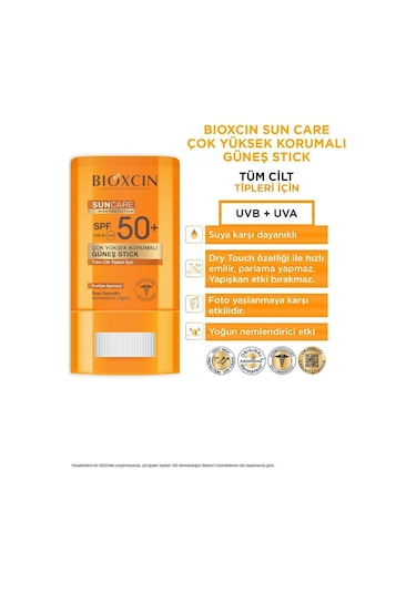 Bioxcin Sun Care Stick SPF 50 Hassas Bölgeler İçin Yüksek Korumalı Güneş KremiDry Touch, Mat