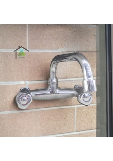Mintev Krom Klasik Seri Çift Topaç Kol Banyo Bataryası KROM