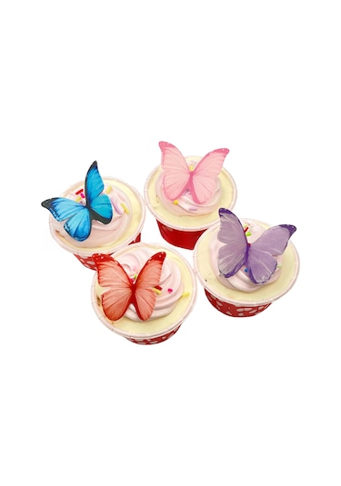 Kangvka 60 Adet Mor Renkli Sanayi Kek Dekorasyonu Fantezi Kelebekler, Hamur İşleme Ve Soğuk Servis Dekoru İçin Glutensiz Buğday Kağıdı Diğer