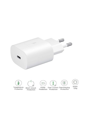 Samsung Galaxy A36 5g Uyumlu Type-c Ultra Hızlı Şarj Cihazı 22.5w 3.0 Amper Beyaz Şarj Başlığı Adaptör