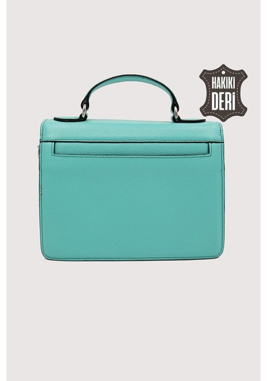 Hakiki Deri Kadın El Çantası Turkuaz Smr9022 Turkuaz