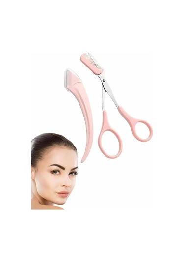 Taraklı Kaş Makası Ve Ustura Seti Kaş Düzeltme Makası Kaş Bıyık Alma Aleti 0