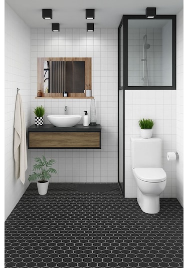 Yakut Stil 60x45 Atlantik Çam Raflı Banyo Aynası Kahverengi