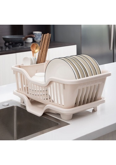 Geeroyoo Ev Kullanıma Tek Katlı Plastik Bulaşık Kurutma Rafı - Japon Tasarım, Orta Açık Süzme Özelliği, Mutfak Dolap Organizatörü Açık Turuncu Diğer