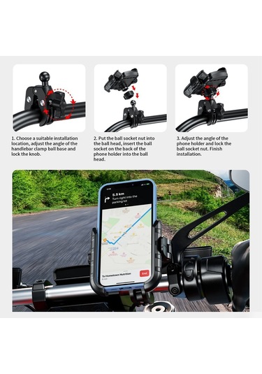 Sones Kewig Elektrikli Bisiklet Vigorously Clip Taban Braketi Açık Hava Bisikleti Cep Telefonu Navigasyon Tutucu, Model: M8sp-c4