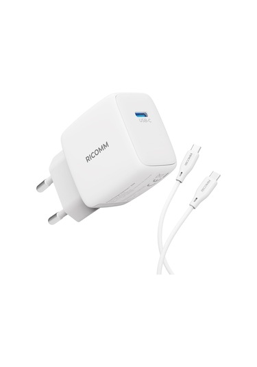 Ricomm 33W GaN USB-C PPS PD Hızlı Şarj Cihazı + 2 M Type-C 60W Şarj Kablosu