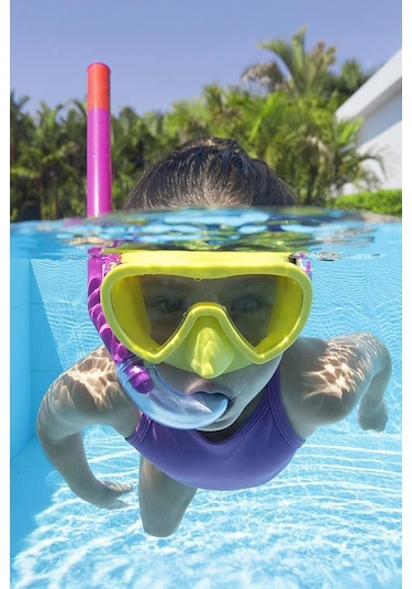 Çocuk 3+ Dalış Gözlük Maske Şnorkel Seti 01 Fuşya01