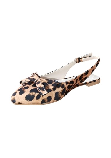 Swell Soft 06-305 Kadın Fiyonklu Arka Açık Babet Leopar Siyah