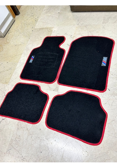 Bmw E30 E36 E46 E90 E92 F30 G20 M Logo Kırmızı Dikiş Halı Paspas