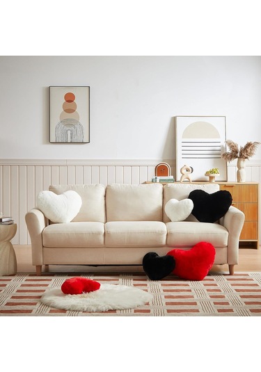Geeroyoo Kırmızı Kalp Yastığı, Ultra Yumuşak Tavşan Kürkü, 10x13 İnç, Sevgi Hediyesi, Oturma Odası Dekoru, Kadınlar İçin Sevimli Yastık Kırmızı