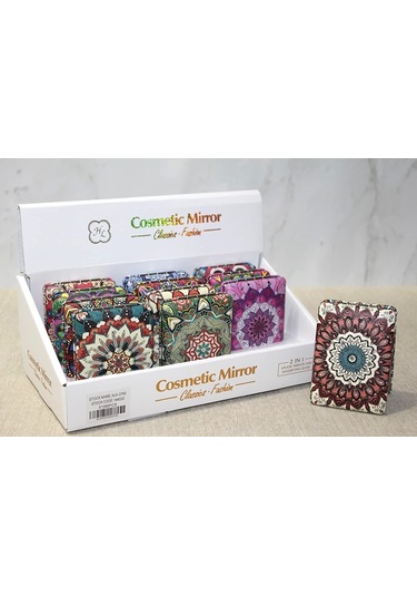 Taşlı El Aynası Dikdörtgen Kalın Alk3743 Altın