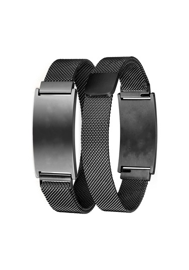 Takı Dükkanı Spotify Şarkı Kodlu Hasır Kordonlu Siyah Çelik Erkek Bileklik Scb10sc Siyah