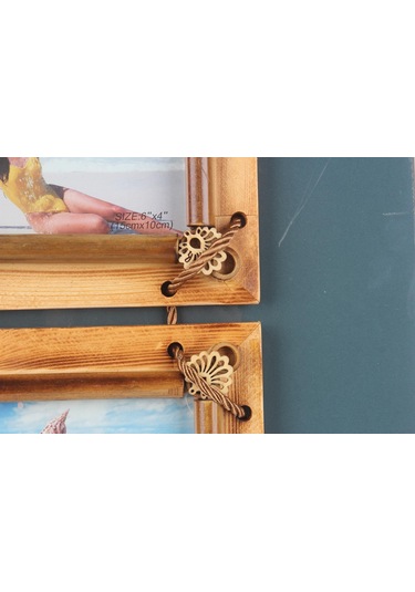 El Yapımı Doğal Ahşap 3 Lü Bambu Bamboo Fotoğraf Çerçevesi Dekoratif Ev Ofis Hediyesi Duvar Süsü - 2