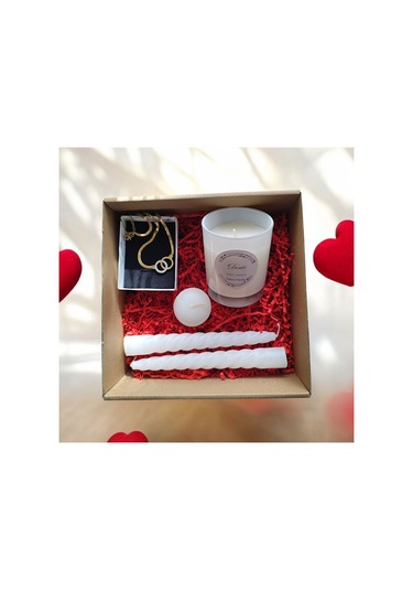 Denic Hediye Seti Kokulu Beyaz Bardak Mum Halka Kolye Burgulu Mum Yüzen Mum