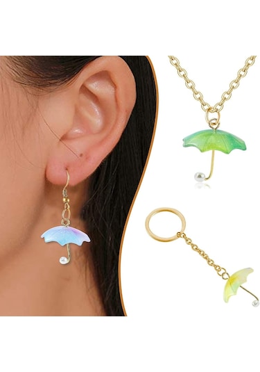 12 Adet Şemsiye Süsü Reçine 3d Şemsiye Şeklinde Yazlık Süsü Diğer