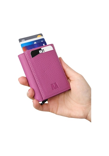 Mft Leather Hakiki Deri Erkek Mekanizmalı Cüzdan Retro 2660 Flother Mat Pembe